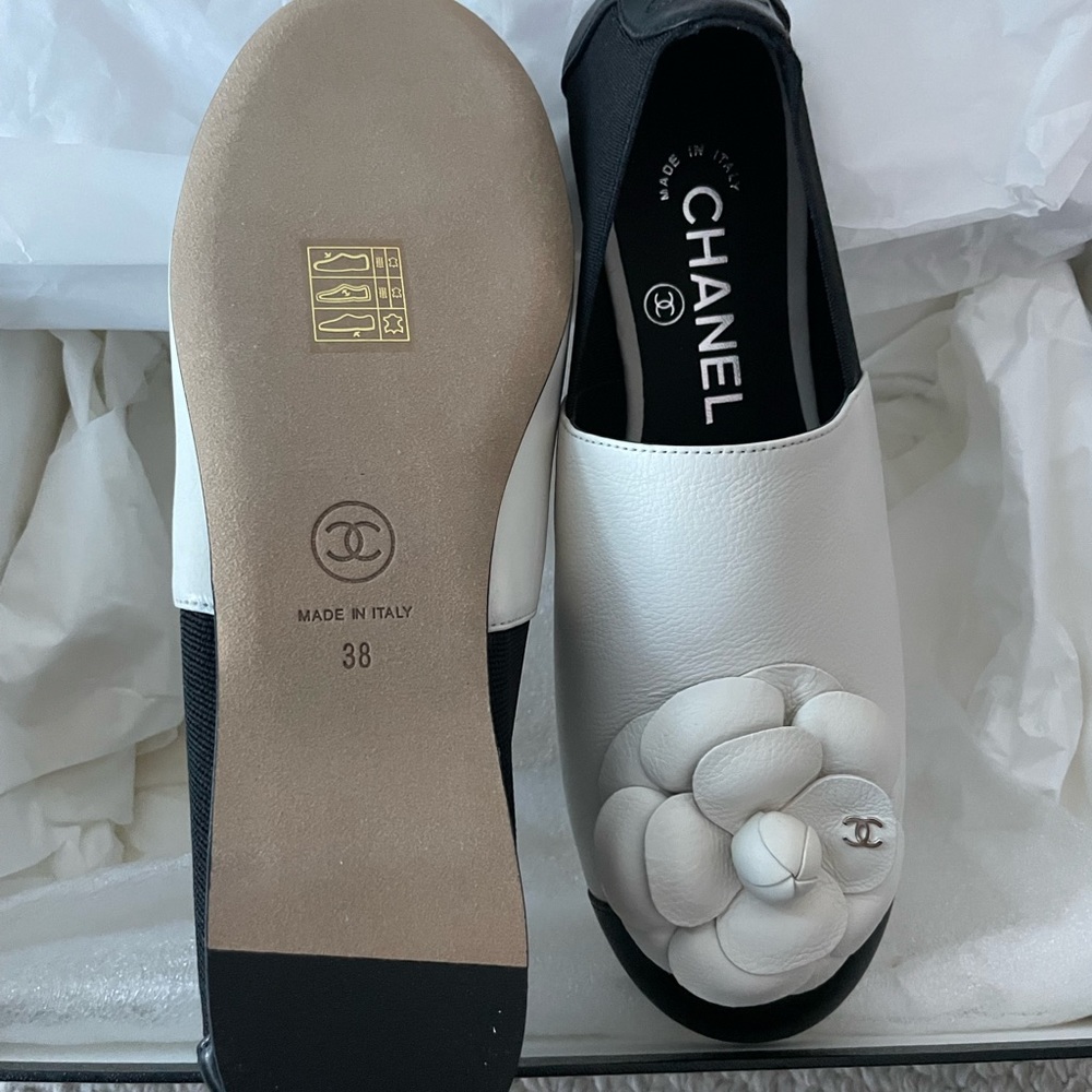 Chanel, moccasin flats, size 38, brand new in box
